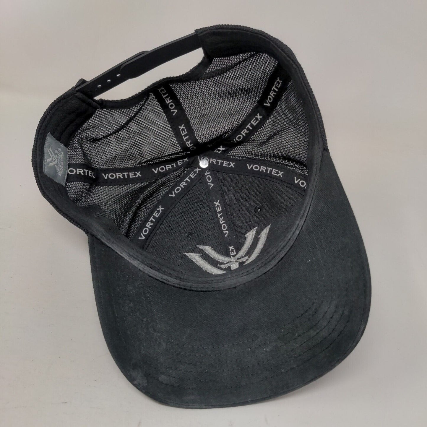 Vortex Snapback Mesh Back Trucker Hat Black OSFM Embroidered 6 Panel