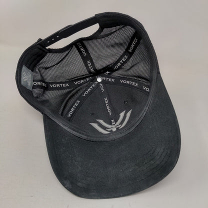 Vortex Snapback Mesh Back Trucker Hat Black OSFM Embroidered 6 Panel