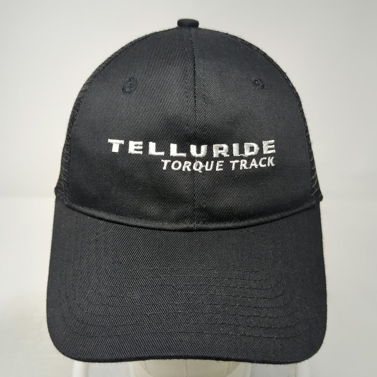 Trucker Hat Black One Size Telluride Torque Track Mesh Snapback Curved Brim