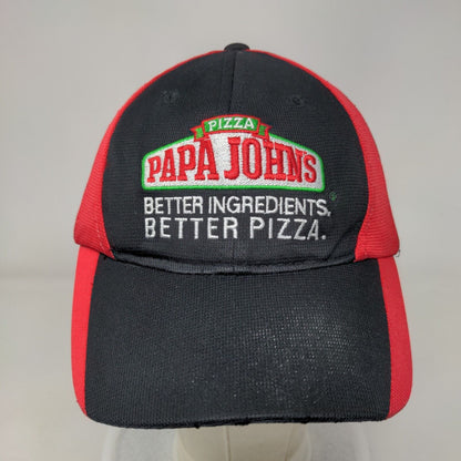 Papa John's Pizza Strapback Hat Black One Size Embroidered Adjustable