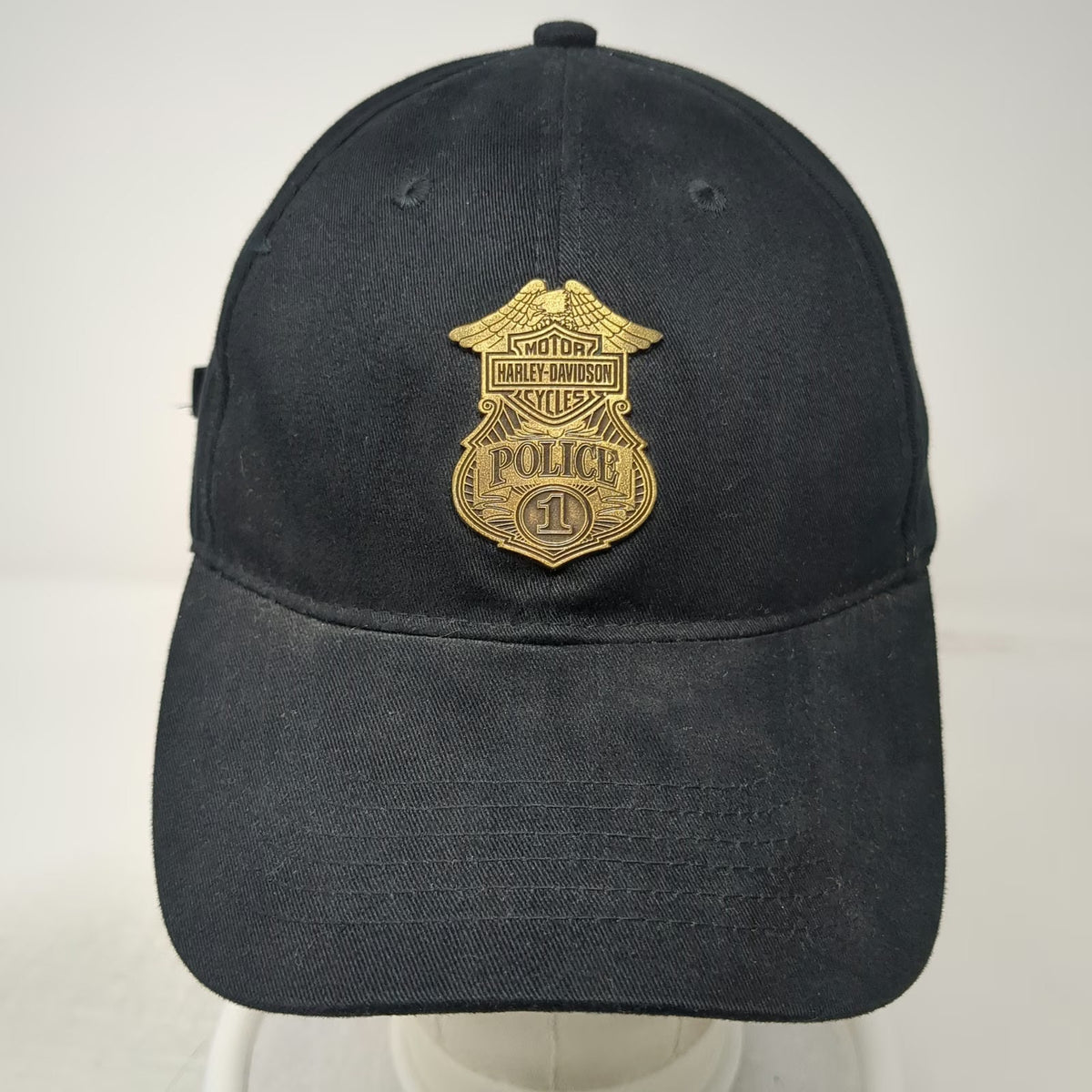 Harley-Davidson Baseball Cap Black One Size Police Badge Gold Embroidery Hat