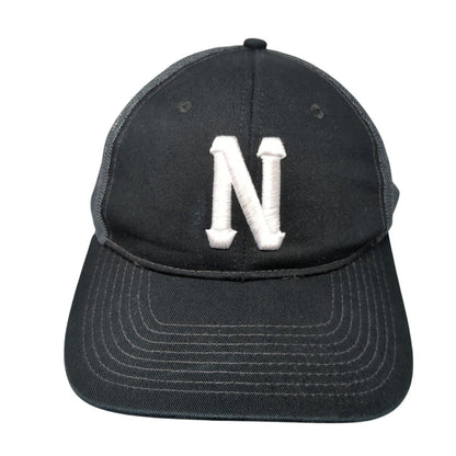 Letter N Snapback Mesh Back Trucker Hat Black One Size Embroidered