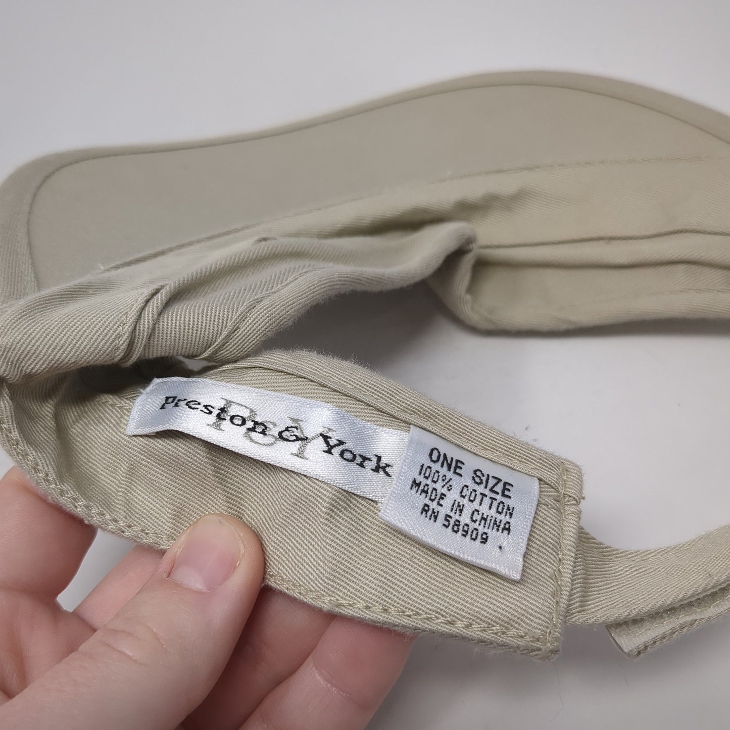 Preston & York Sun Visor Hat Beige One Size Adjustable Strap Lightweight Blank