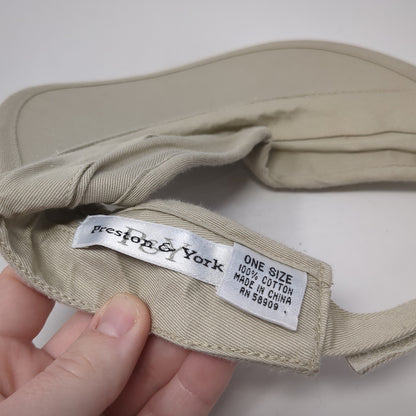 Preston & York Sun Visor Hat Beige One Size Adjustable Strap Lightweight Blank