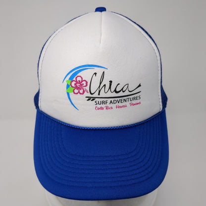 Chica Surf Adventures Costa Rica Hawaii Panama Snapback Trucker Hat Blue OS Mesh