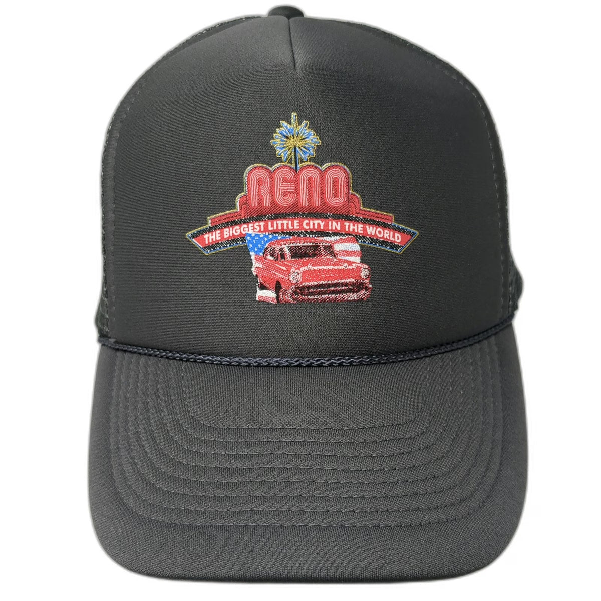 OTTO Reno Biggest Little City Trucker Hat Gray One Size Classic Car Flag