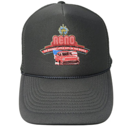 OTTO Reno Biggest Little City Trucker Hat Gray One Size Classic Car Flag