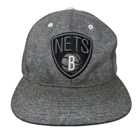 Brooklyn Nets Snapback Hat Gray Mitchell & Ness Embroidered Logo NBA