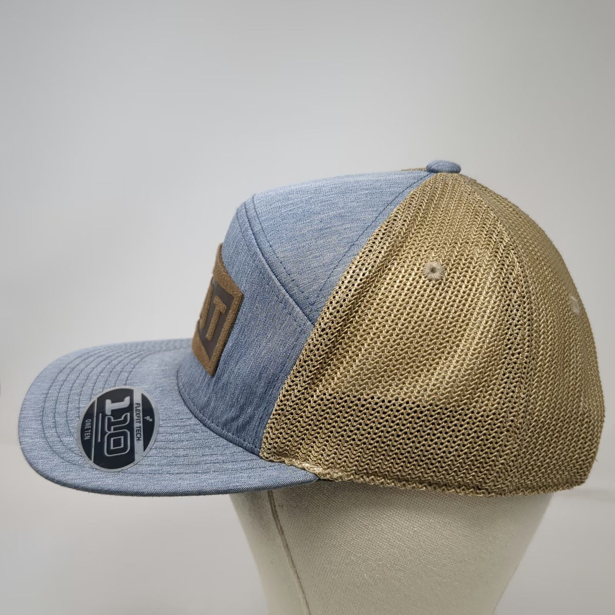 Ariat Work Trucker Hat Blue Tan Brown One Size Mesh Snapback Logo Patch Flexfit