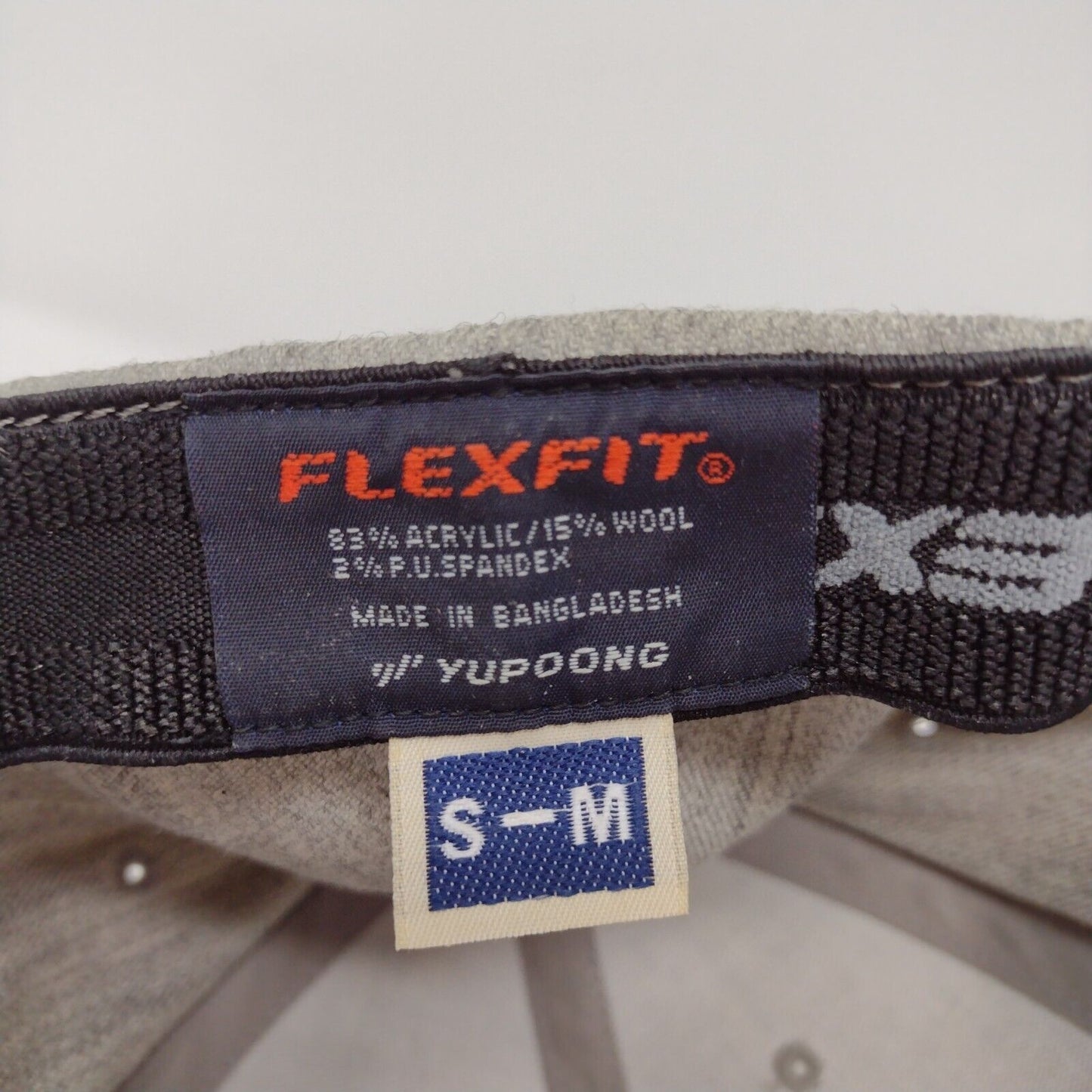 American Flag Fitted Hat Gray S/M Flexfit Patriotic 6 Panel Vented Holes Yupoong