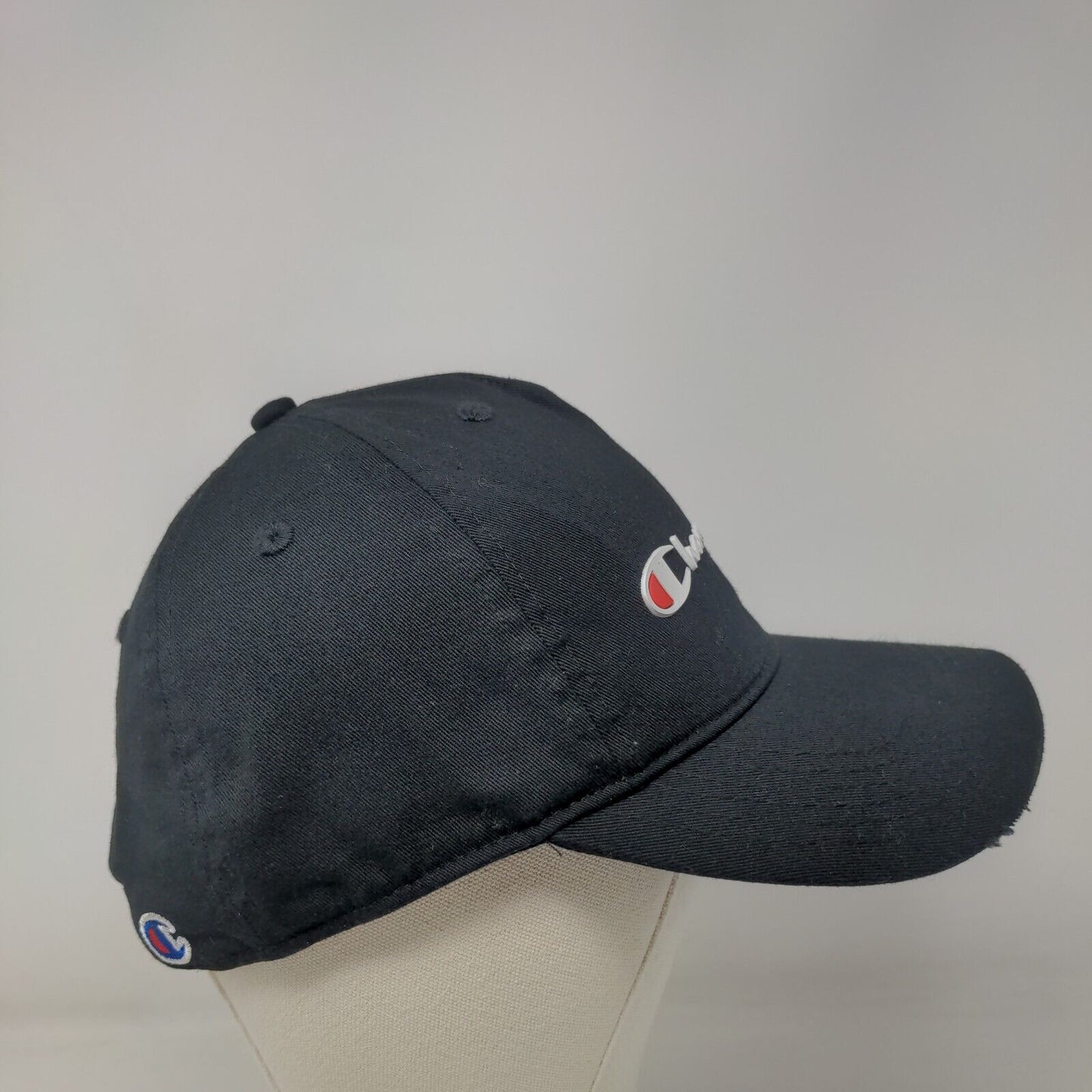 Champion Slideback Hat Black OSFA Adjustable C Logo Solid Vent Holes