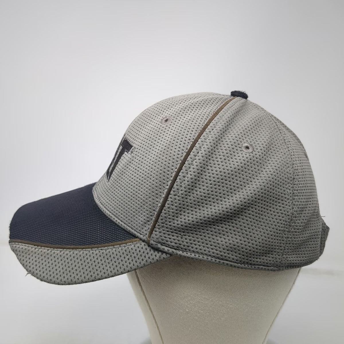 CAT Logo Baseball Cap Gray Blue Brown One Size Mesh Perforated Strapback Hat