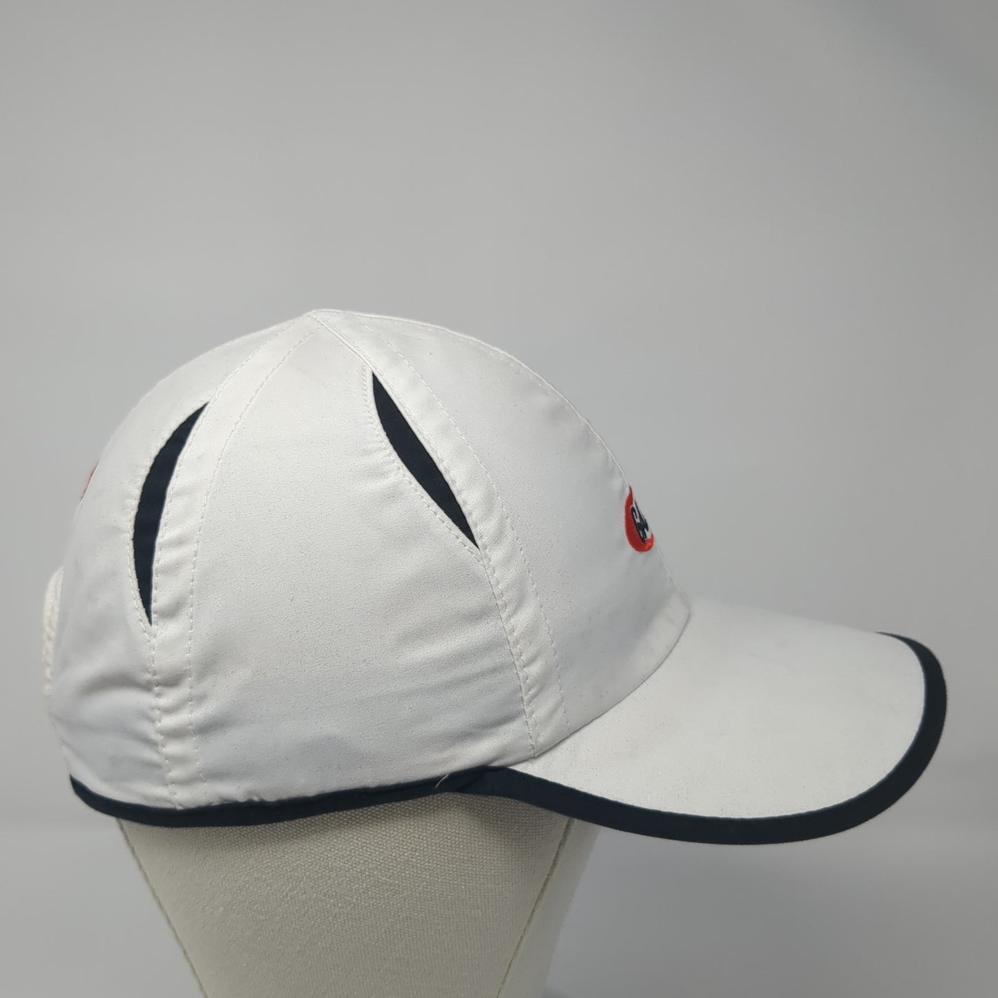 Gamma Strapback Hat White One Size Adjustable Embroidered Black Trim