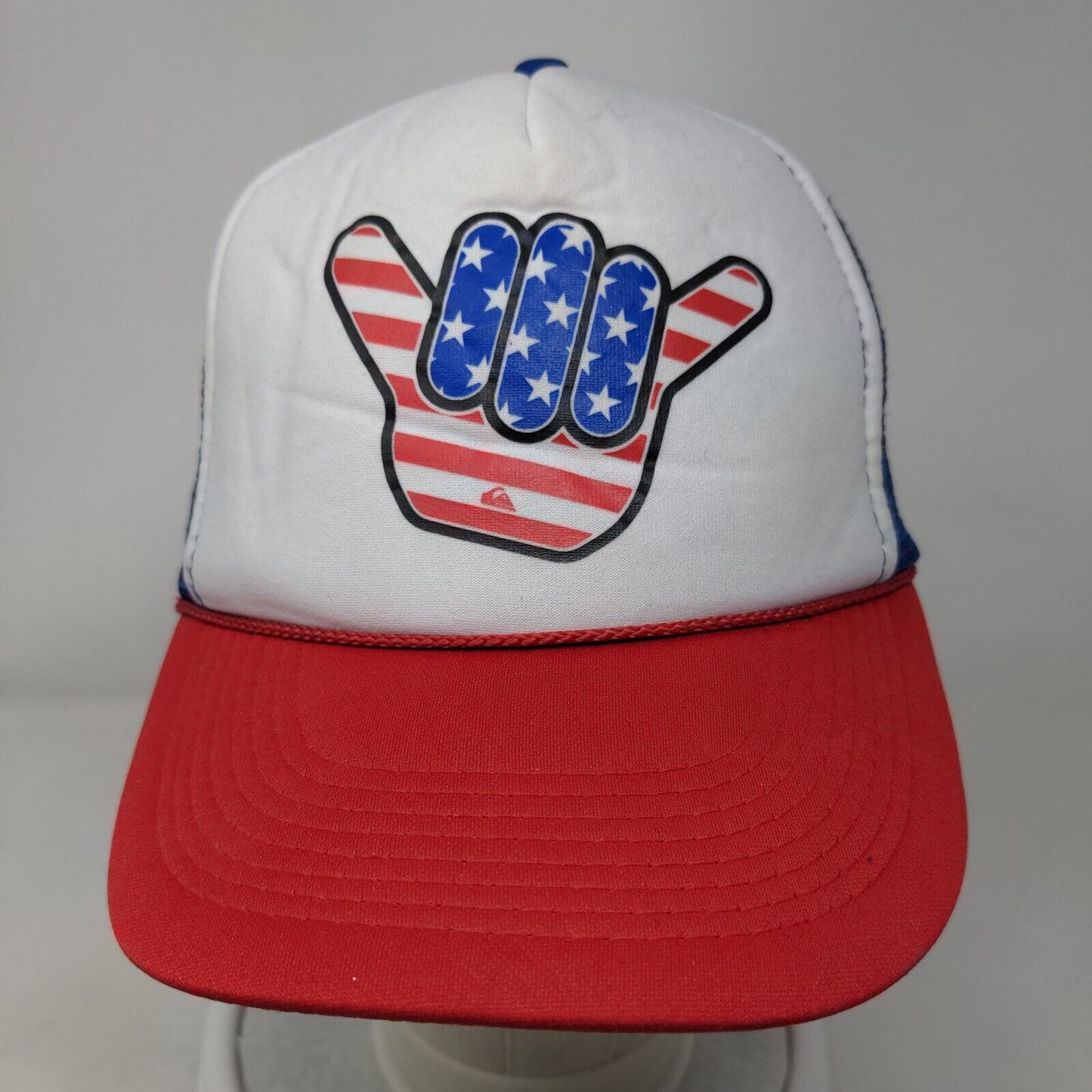 Shaka Sign Patriotic Snapback Trucker Hat Multicolor OSFM Mesh Back Rope