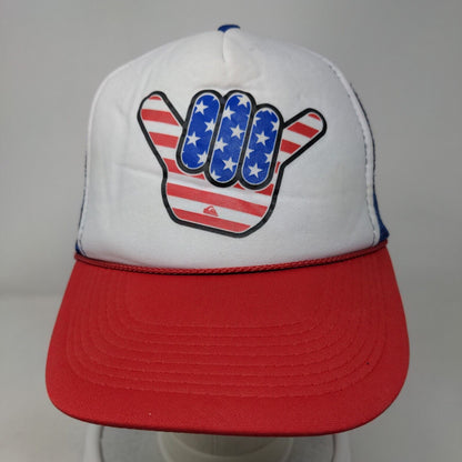 Shaka Sign Patriotic Snapback Trucker Hat Multicolor OSFM Mesh Back Rope
