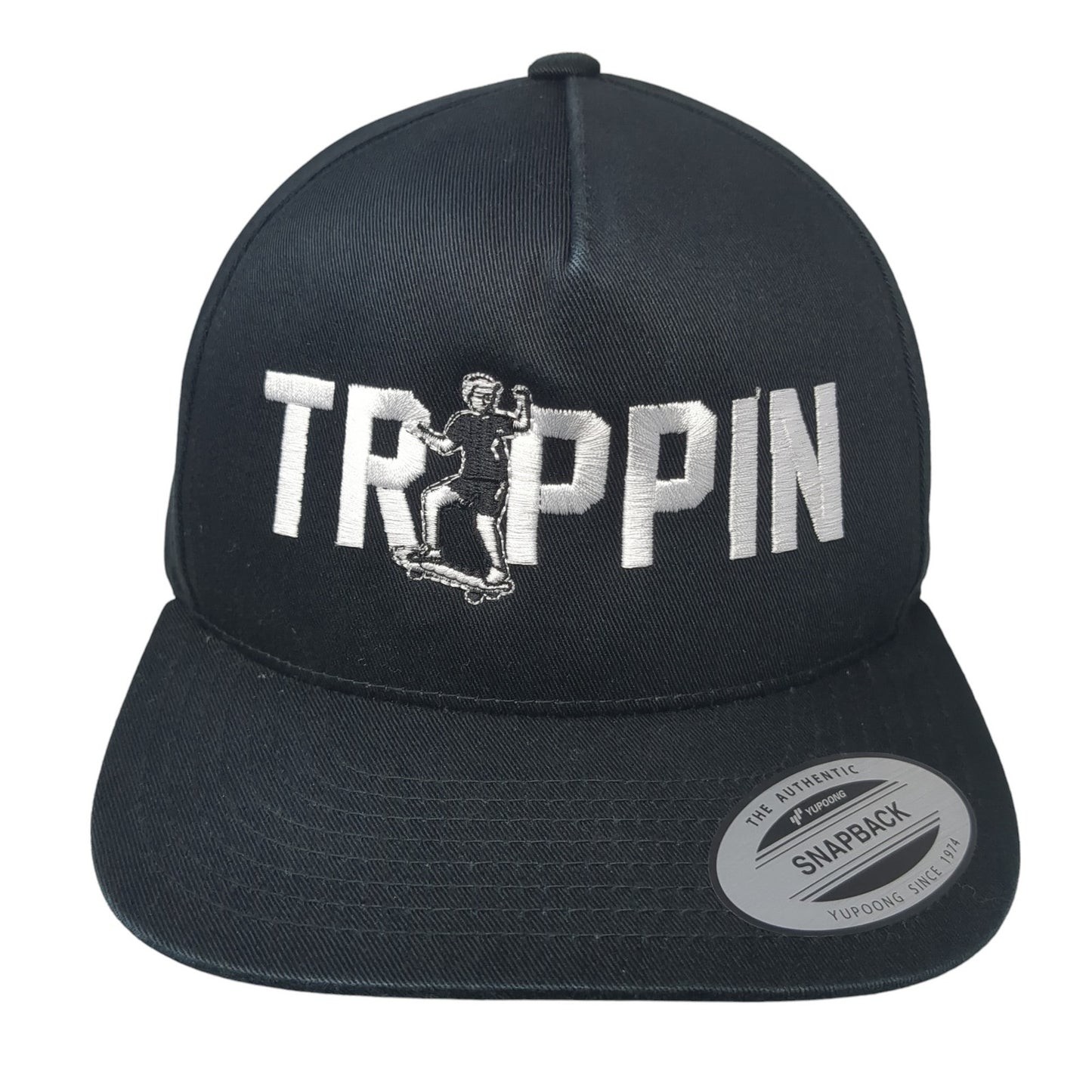 Trippin Snapback Hat Black One Size Adjustable Embroidered Yupoong