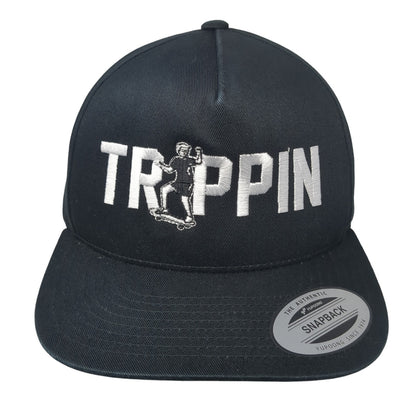 Trippin Snapback Hat Black One Size Adjustable Embroidered Yupoong
