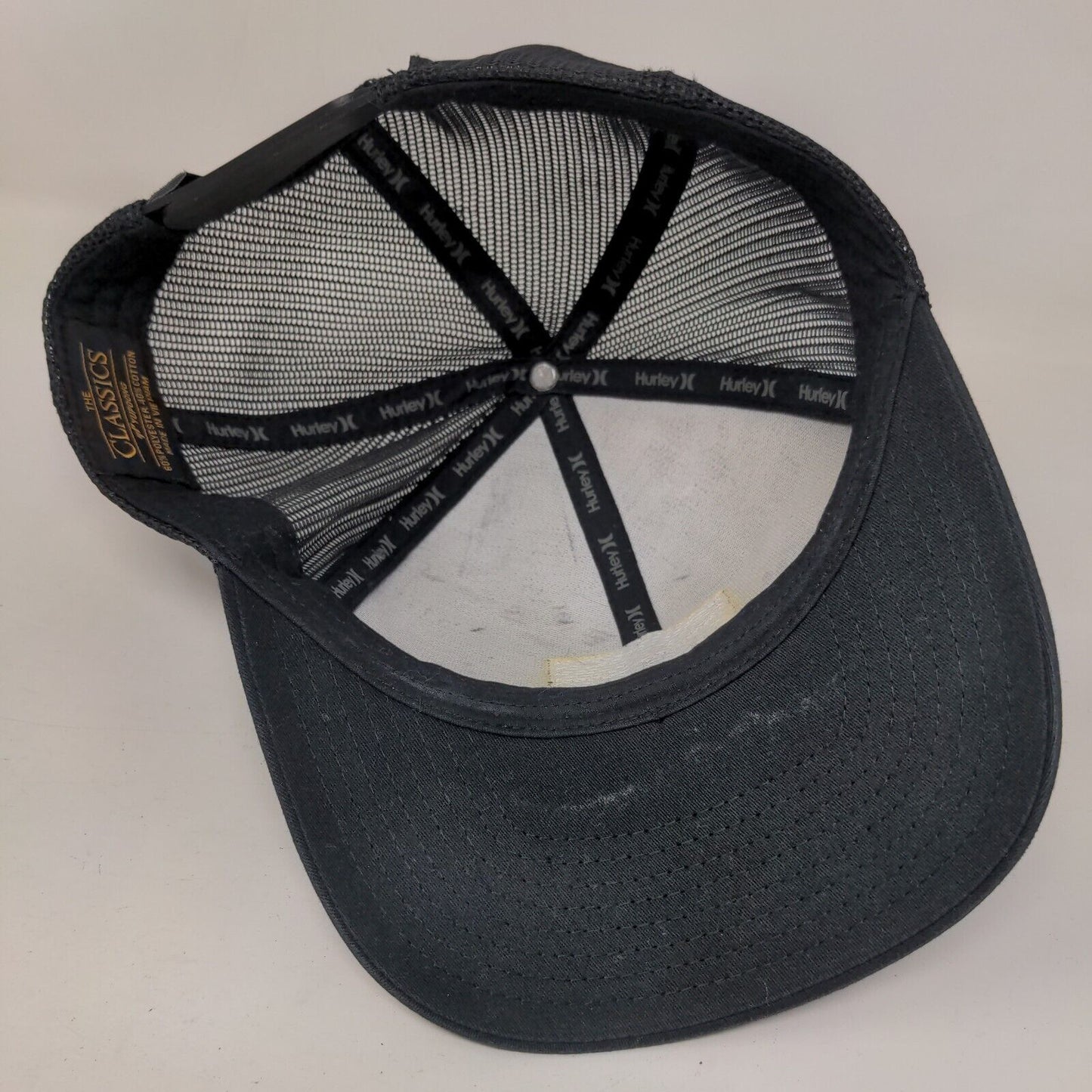 Hurley Patch Snapback Mesh Back Trucker Hat Black One Size 6 Panel