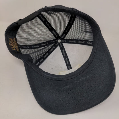 Hurley Patch Snapback Mesh Back Trucker Hat Black One Size 6 Panel