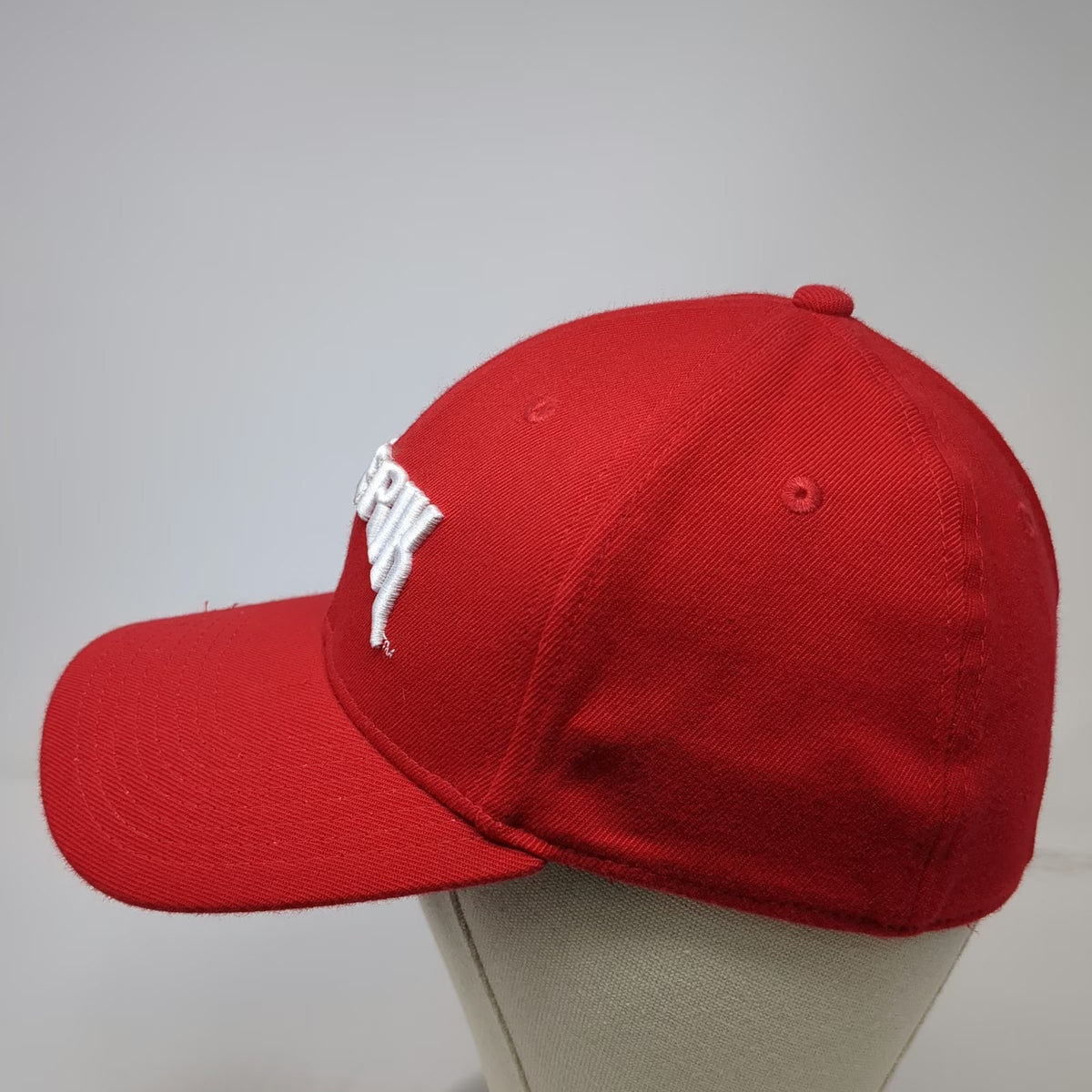 Maverik Baseball Cap Red M Adventure's First Stop Embroidered Fitted Promo Hat