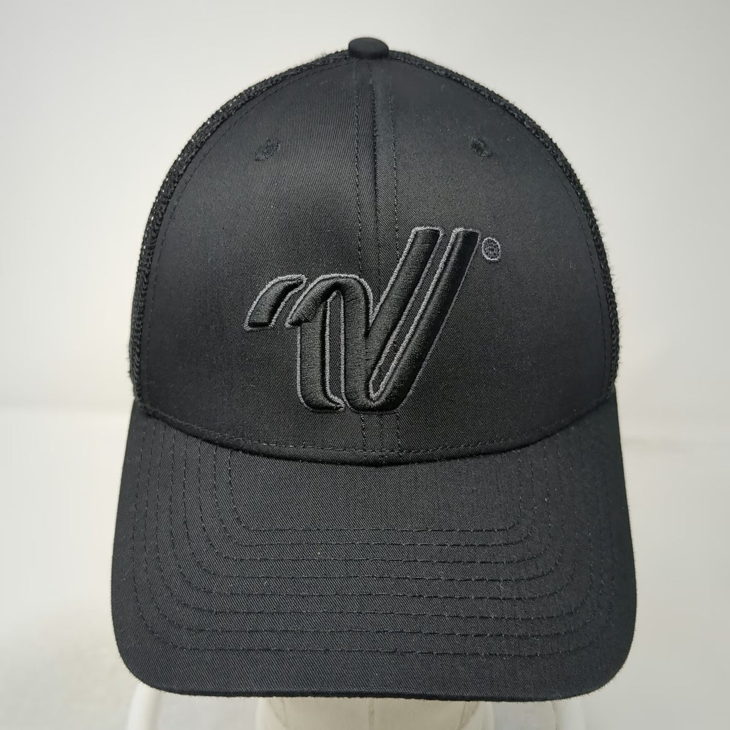 Varsity All Star Trucker Hat Black One Size Mesh Back Snapback Curved Brim