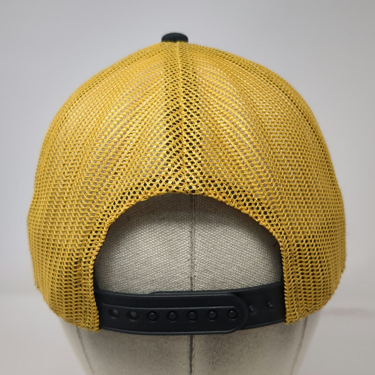 CAT Trucker Hat Black Gold One Size Mesh Snapback Flat Brim Construction Patch