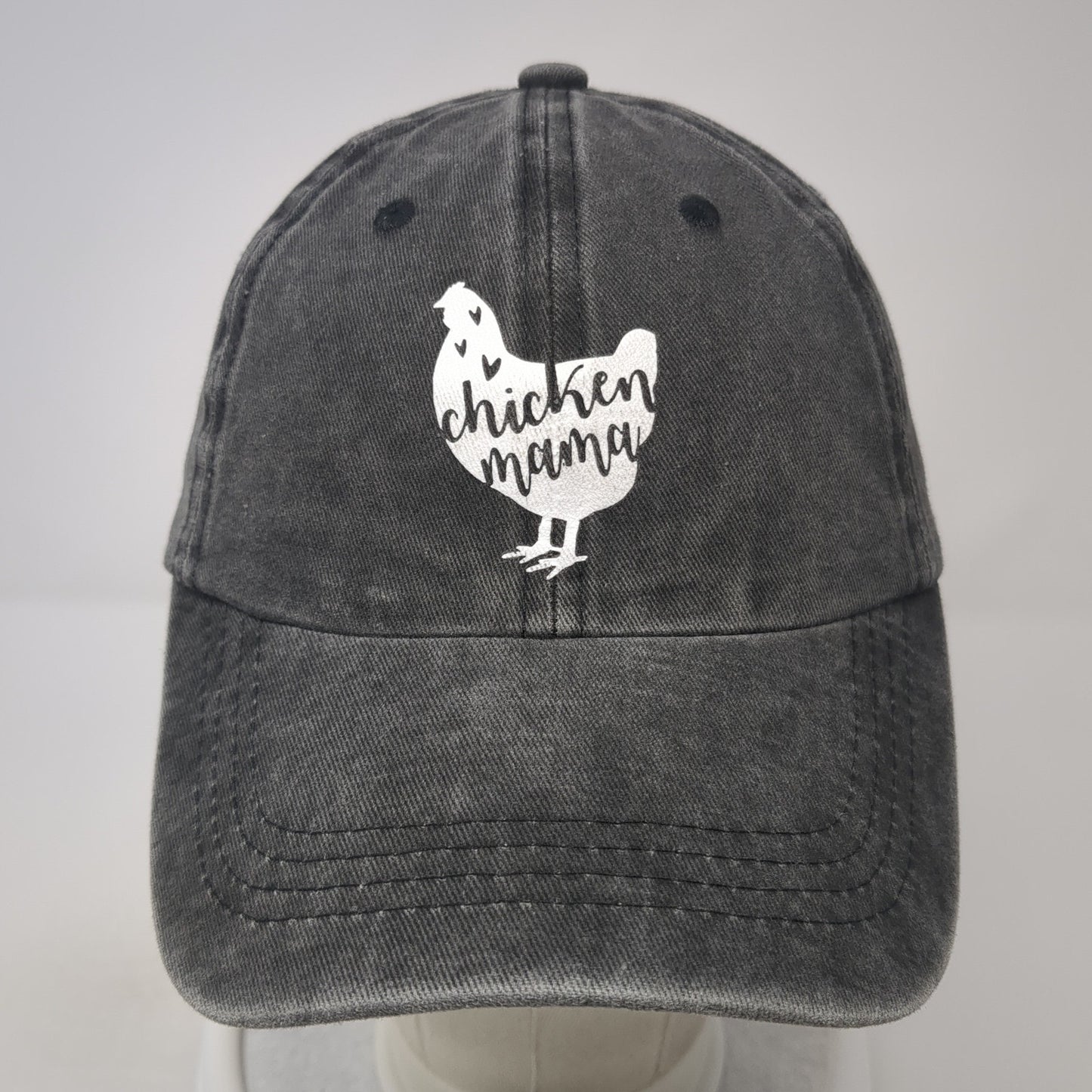 Chicken Mama Slideback Hat Gray One Size Adjustable Solid Outdoor