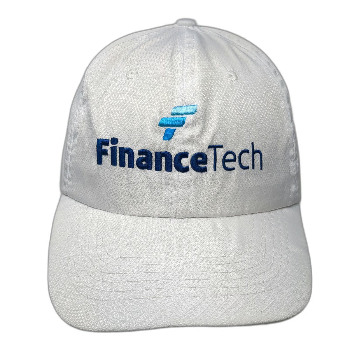 Hit Wear FinanceTech White Baseball Cap One Size Textured Logo Strapback Hat