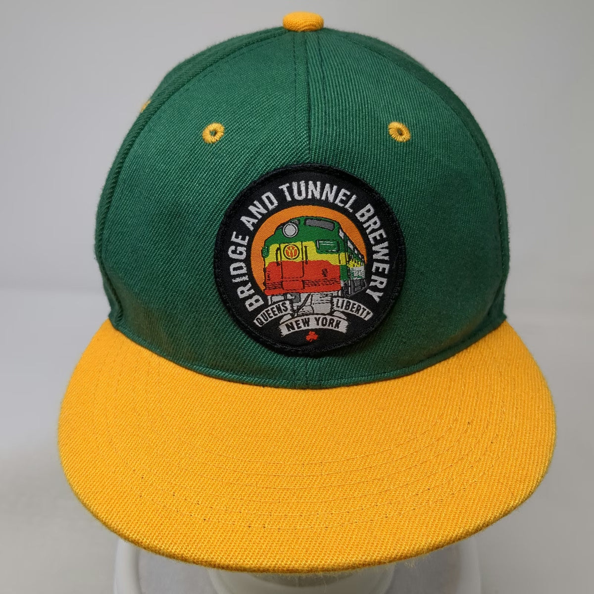 New Century Snapback Green Yellow One Size Hat Bridge and Tunnel Brewery Patch