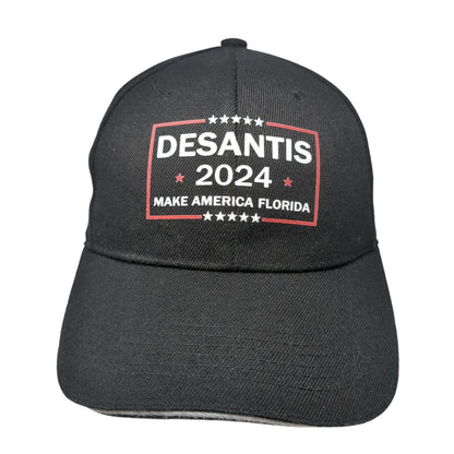 Desantis Make America Florida Strapback Hat Black One Size Adjustable
