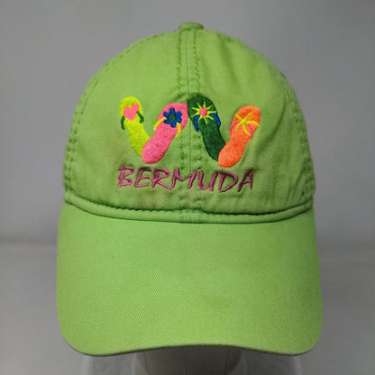 Bermuda Strapback Hat Green One Size Adjustable Embroidered 6 Panel JHats