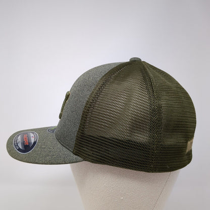 Mountain Fitted Trucker Hat Green L/XLFlexfit Unipanel Mesh Back Yupoong