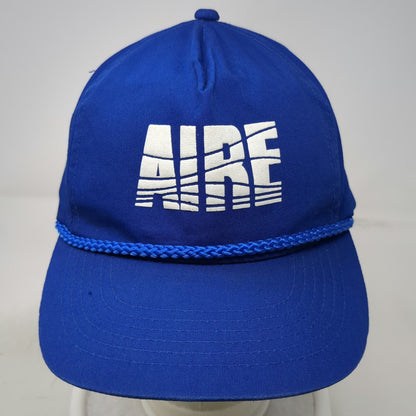 Headmaster 5 Panel Blue One Size Hat Rope Brim AIRE Graphic Logo Adjustable Cap
