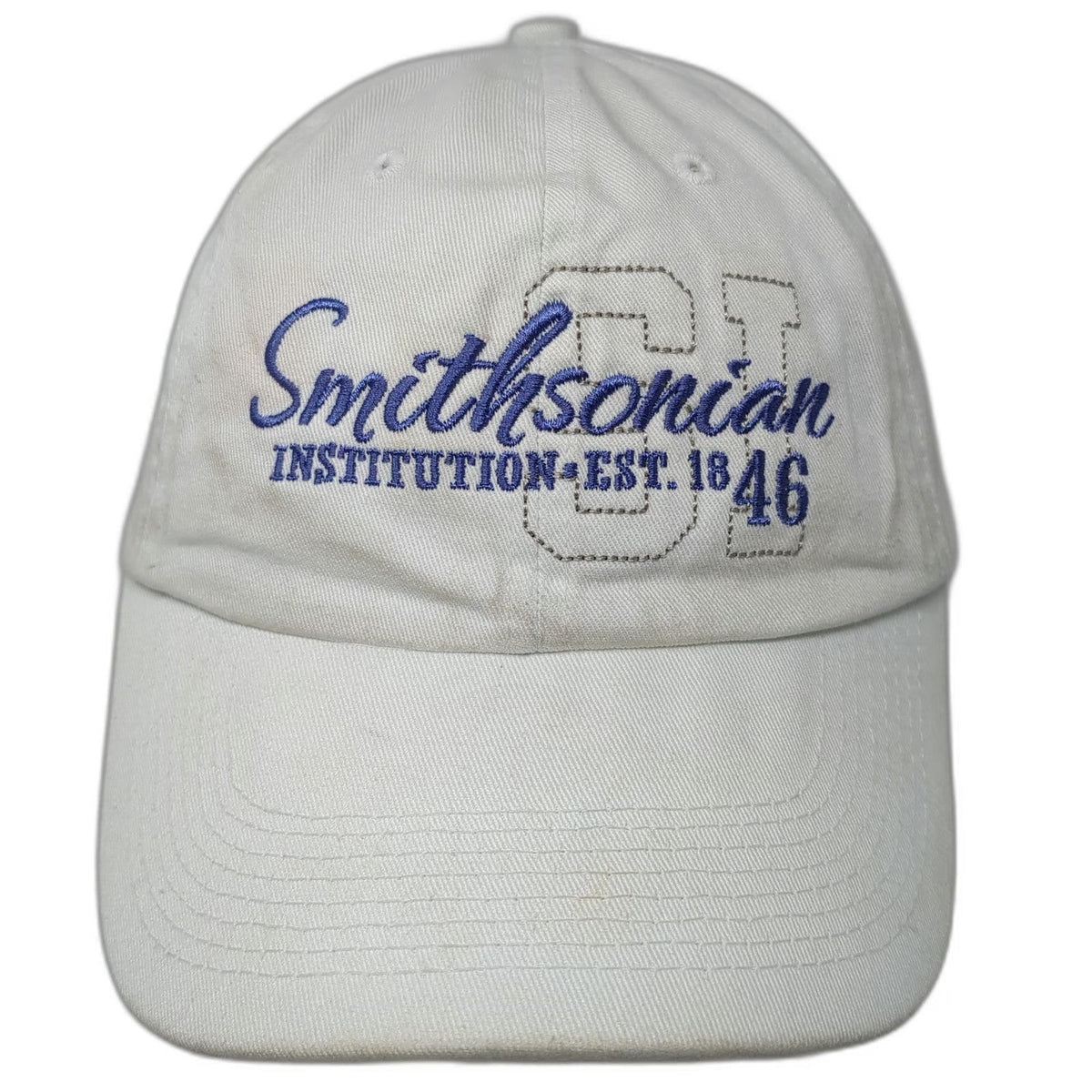 Perrin Smithsonian Institution White One Size Baseball Cap Slideback Hat Cotton