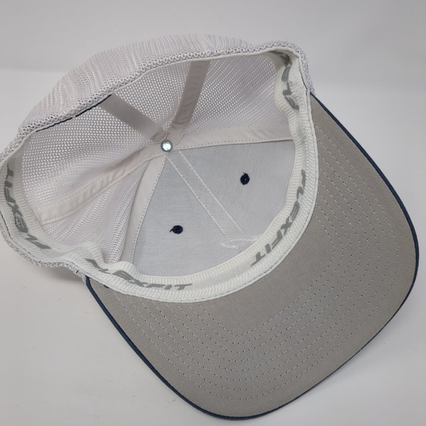 H Fitted Trucker Hat Blue One Size Adjustable Flexfit Mesh Back 6 Panel Yupoong