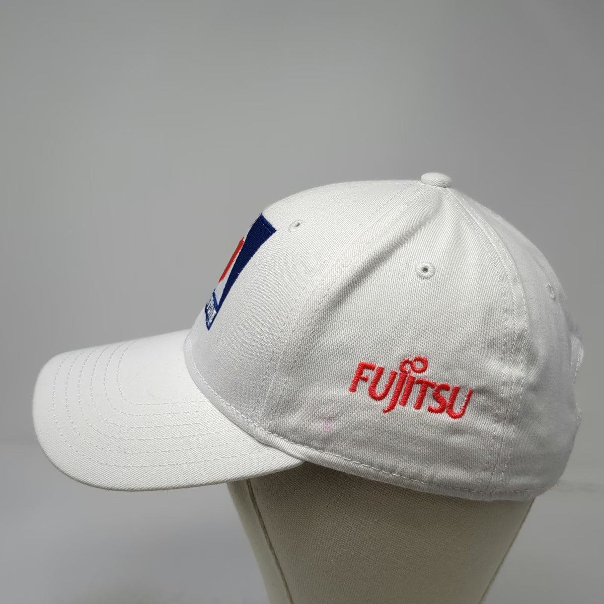 Otto Johnstone Fujitsu Baseball Cap White One Size Blue Orange Red Slideback Hat
