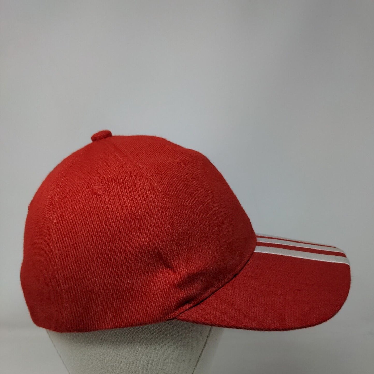 Unbranded Strapback Hat Red One Size Adjustable Embroidered Striped