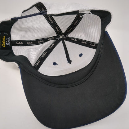 USA Flag Cabela's Snapback Trucker Hat Blue OS Adjustable Patriotic Mesh Back