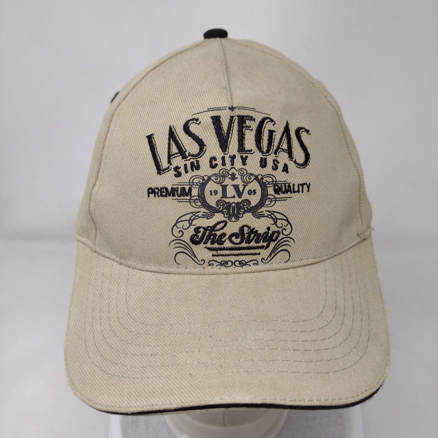Las Vegas Sin City USA The Strip Strapback Hat Tan OSFA Adjustable 6 Panel