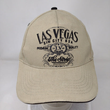 Las Vegas Sin City USA The Strip Strapback Hat Tan OSFA Adjustable 6 Panel