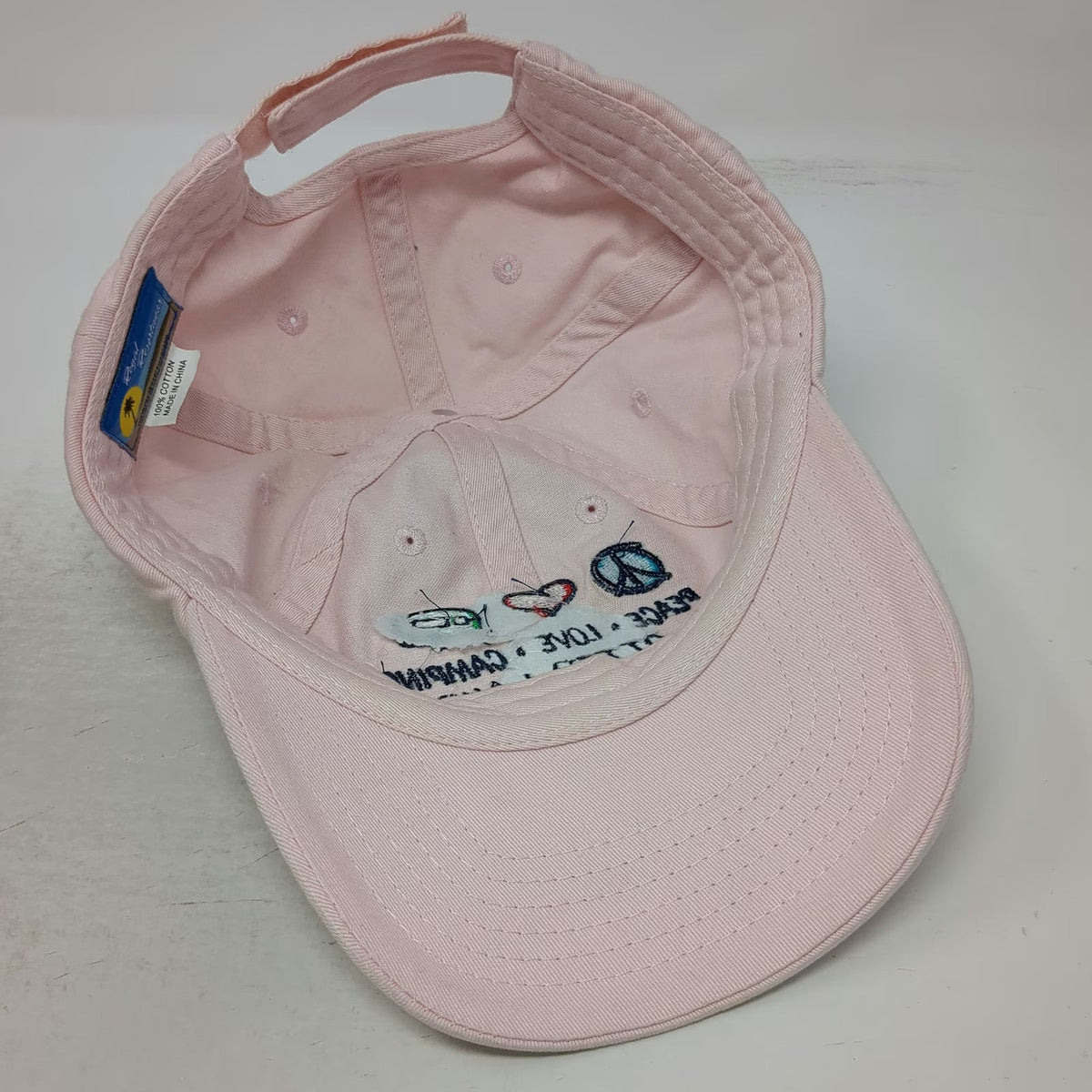 Royal Resortwear Baseball Cap Pink One Size Peace Love Camping Otter Lake Hat