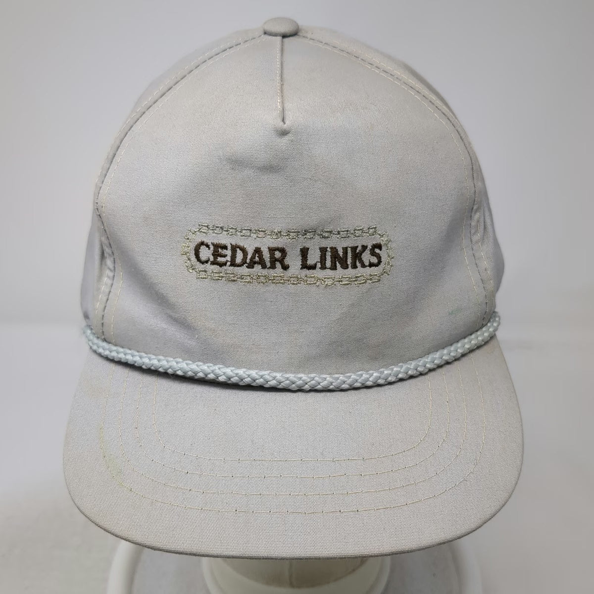 Town Talk 5 Panel Gray Hat One Size Snapback Rope Green Underbrim Cedar Links