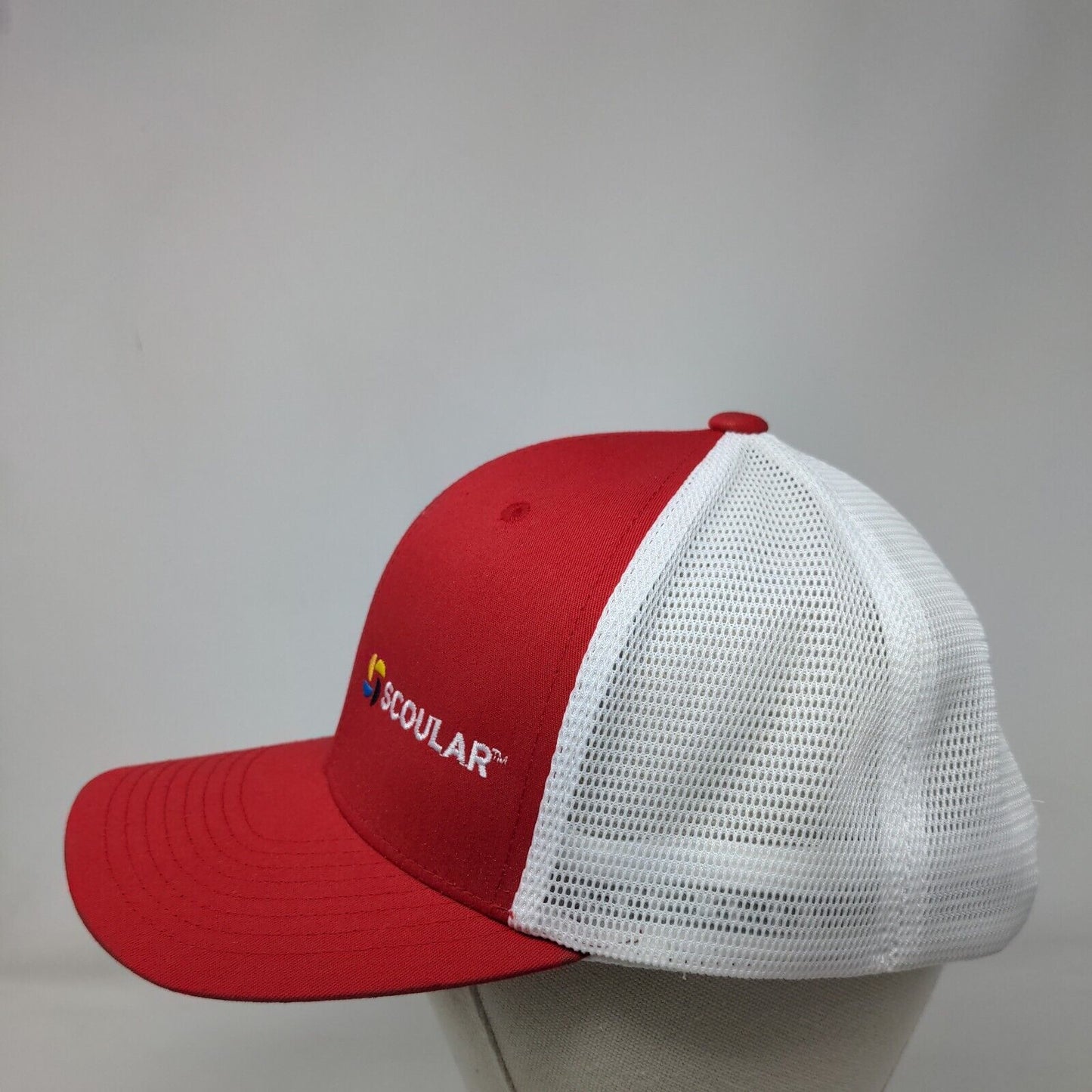 Scoular Snapback Mesh Back Trucker Hat Red One Size Colorblock Flexfit