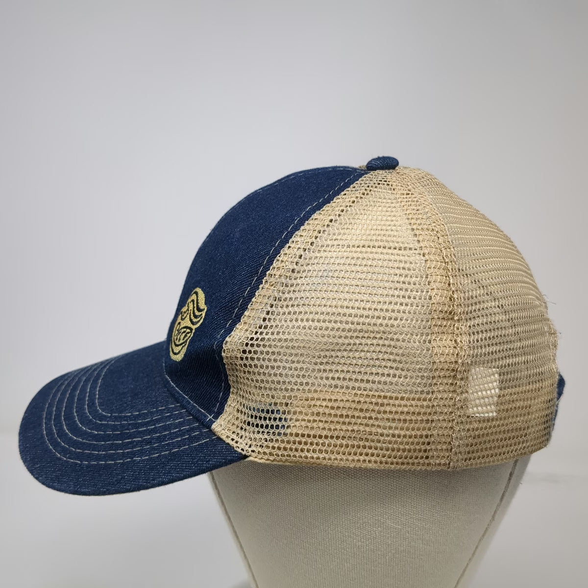 C.C Blue Baseball Cap One Size Mesh Back Embroidered Letter C Logo Strapback Hat