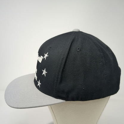 Mitchell & Ness Snapback Hat Black Gray White One Size Flat Brim Logo Stars
