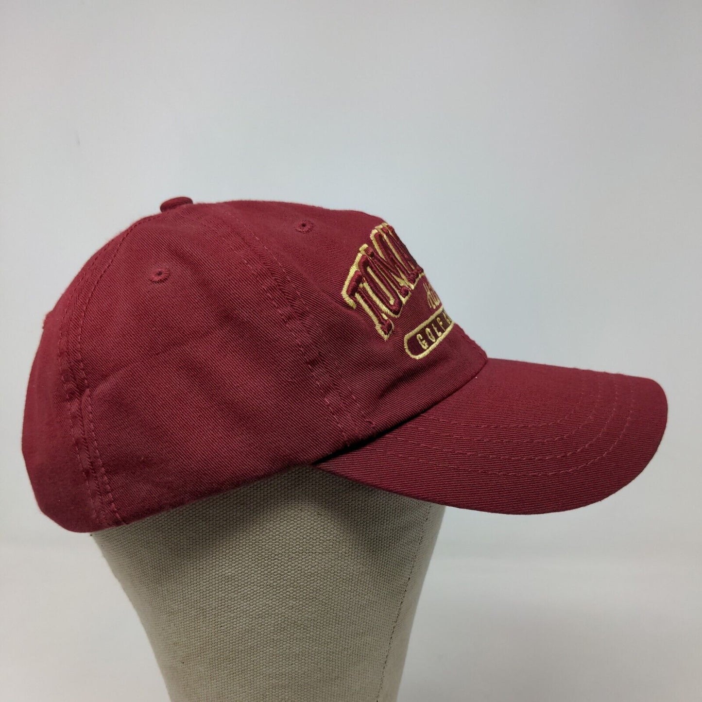 American Dry Goods Men's Slideback Hat Red OSFA Embroidered Tomahawk Hills Golf