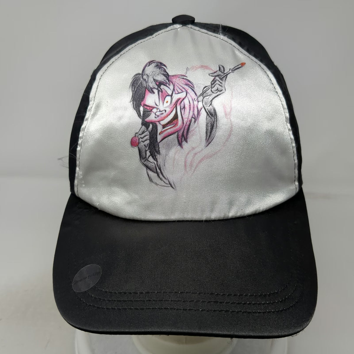 Disney Store Cruella de Vil 101 Dalmatians 5 Panel Black Hat One Size Polyester