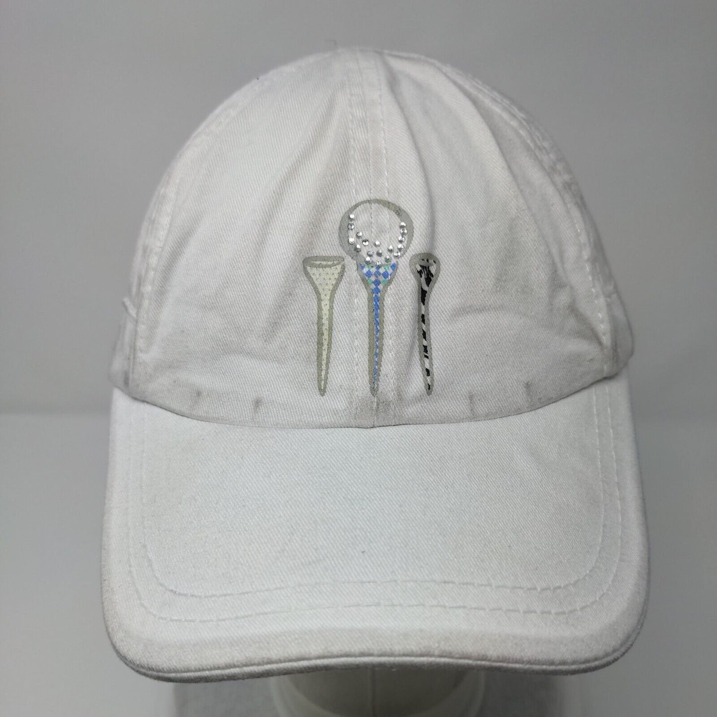Lady Hagen Tie Back Hat White One Size Golf Tee Rhinestone 6 Panel