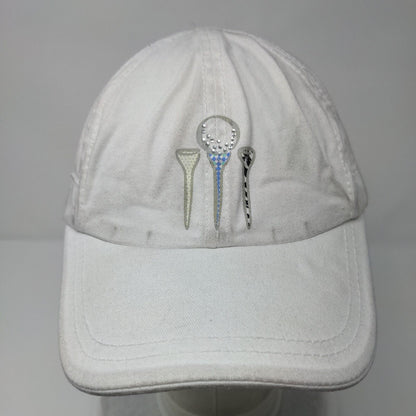 Lady Hagen Tie Back Hat White One Size Golf Tee Rhinestone 6 Panel