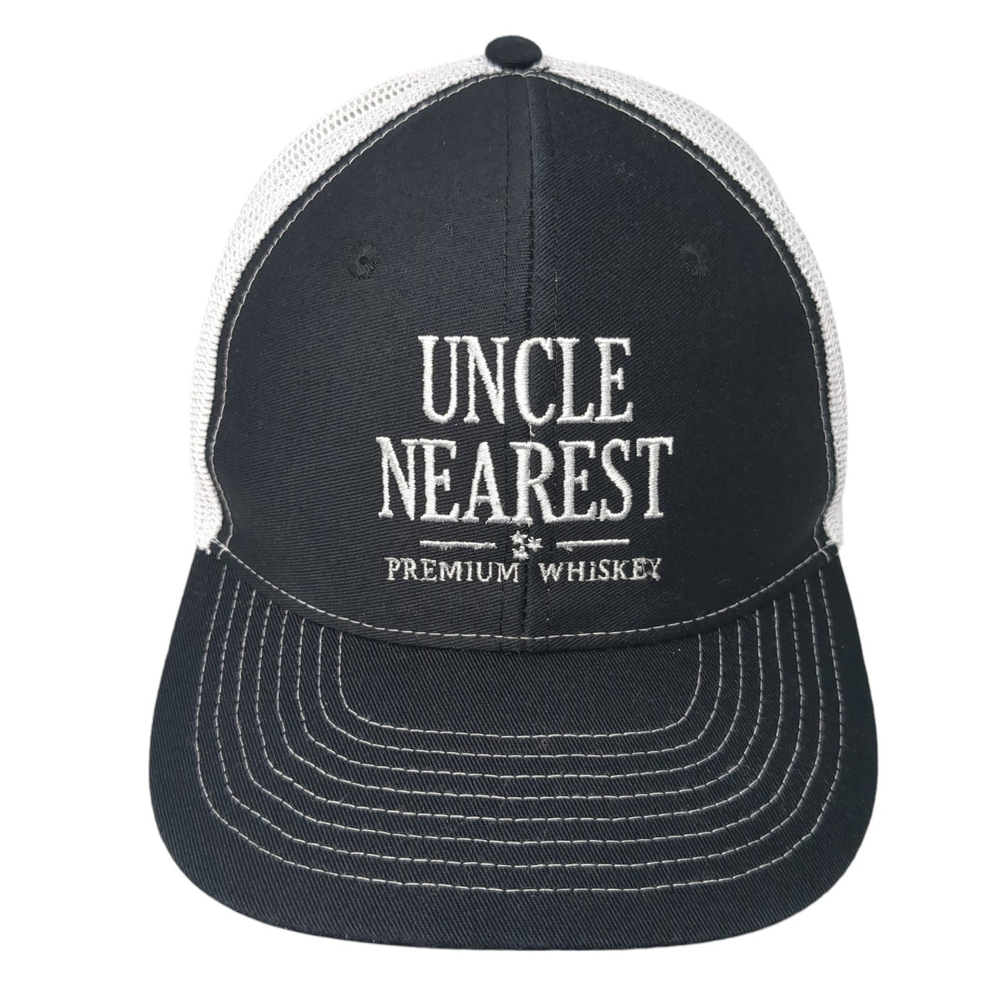 Uncle Nearest Premium Whiskey Trucker Hat Black One Size Adjustable Mesh Back